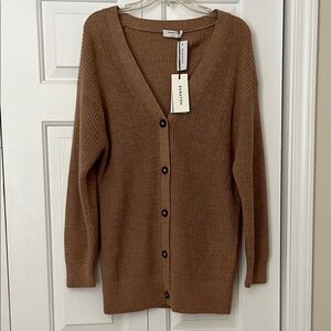 Aritzia Babaton heather gold camel button down cardigan size small NWT